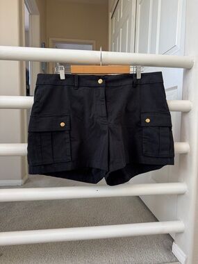 J. Crew Black Cargo Shorts with Gold Buttons